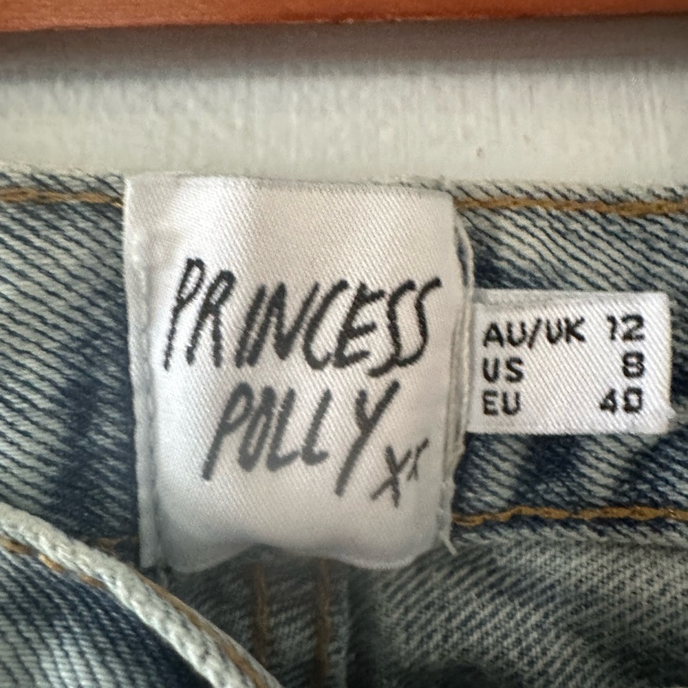 Princess Polly Holly Wide Leg Asymmetrical Button Fly Jeans. Sz 8. - Picture 9 of 12
